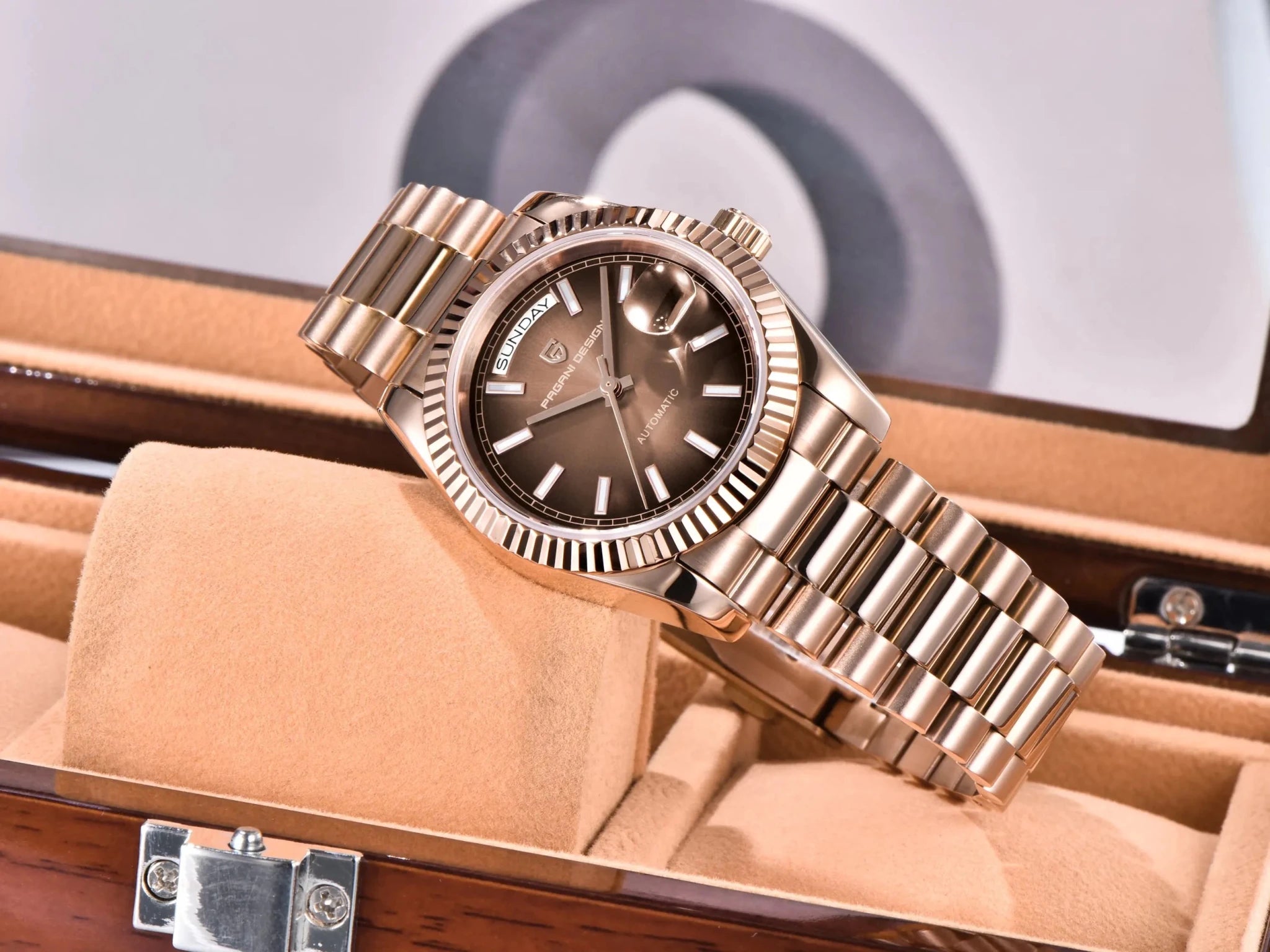 PAGANI DESIGN New Men Automatic Mechanical Watch Retro Elegant All-Match Sapphire Glass 100m Waterproof Luminous Calendar Watch - Tara's Tiny Treasures