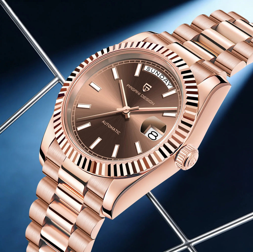 PAGANI DESIGN New Men Automatic Mechanical Watch Retro Elegant All-Match Sapphire Glass 100m Waterproof Luminous Calendar Watch - Tara's Tiny Treasures