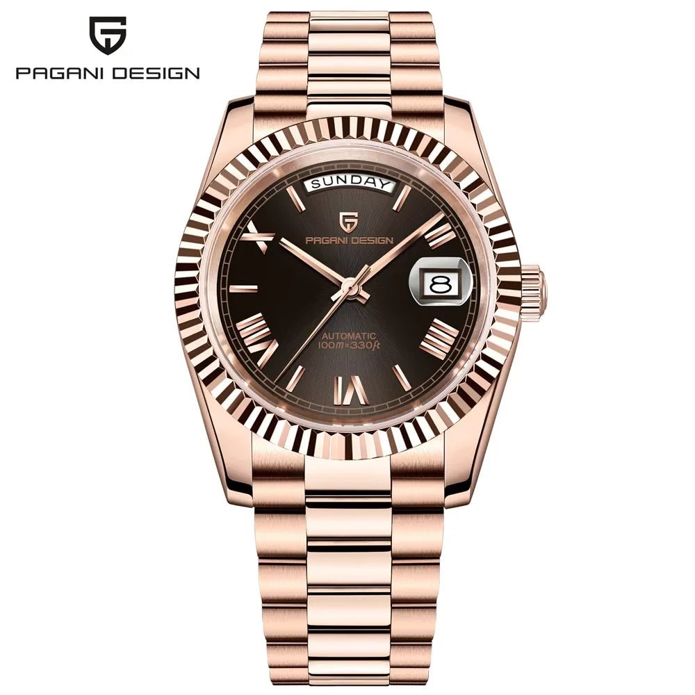 PAGANI DESIGN New Men Automatic Mechanical Watch Retro Elegant All-Match Sapphire Glass 100m Waterproof Luminous Calendar Watch - Tara's Tiny Treasures