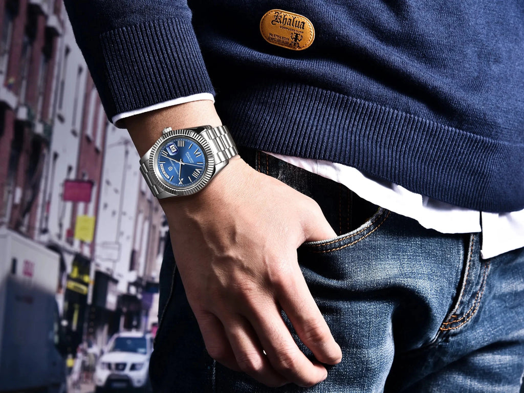 PAGANI DESIGN Niche Premium Men Mechanical Watch French Retro Palace Style Stainless Steel Sapphire Dive Date/Week Display Watch - Tara's Tiny Treasures