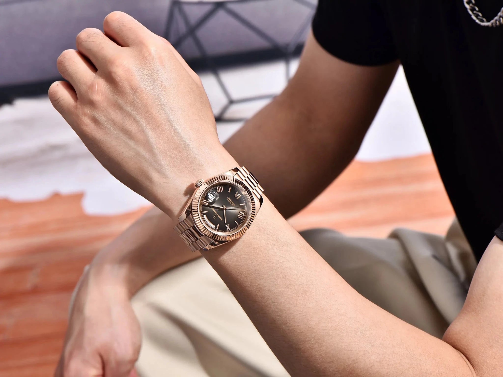 PAGANI DESIGN Niche Premium Men Mechanical Watch French Retro Palace Style Stainless Steel Sapphire Dive Date/Week Display Watch - Tara's Tiny Treasures