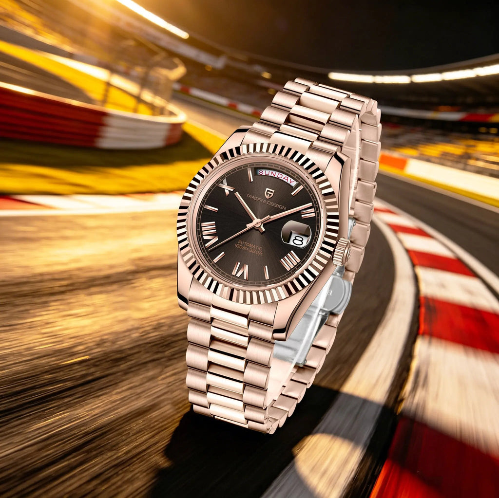 PAGANI DESIGN Niche Premium Men Mechanical Watch French Retro Palace Style Stainless Steel Sapphire Dive Date/Week Display Watch - Tara's Tiny Treasures