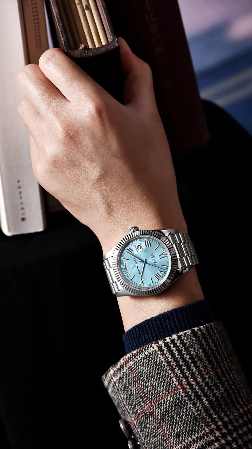 PAGANI DESIGN Niche Premium Men Mechanical Watch French Retro Palace Style Stainless Steel Sapphire Dive Date/Week Display Watch - Tara's Tiny Treasures