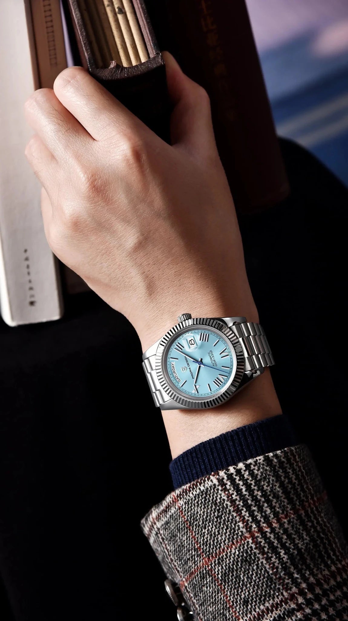 PAGANI DESIGN Niche Premium Men Mechanical Watch French Retro Palace Style Stainless Steel Sapphire Dive Date/Week Display Watch - Tara's Tiny Treasures