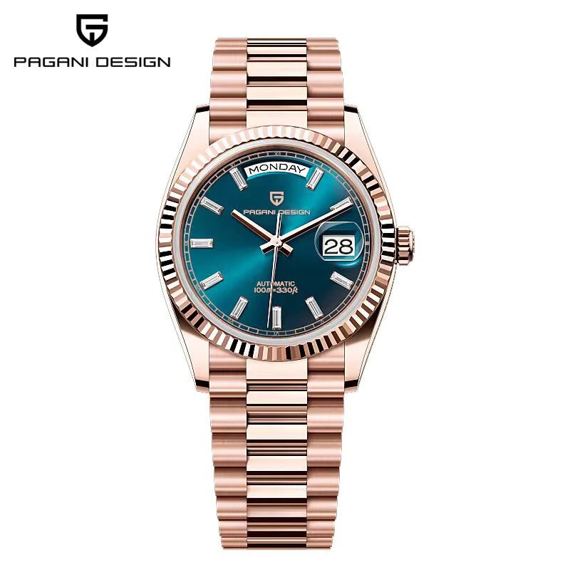 PAGANI DESIGN Niche Premium Men Mechanical Watch French Retro Palace Style Stainless Steel Sapphire Dive Date/Week Display Watch - Tara's Tiny Treasures