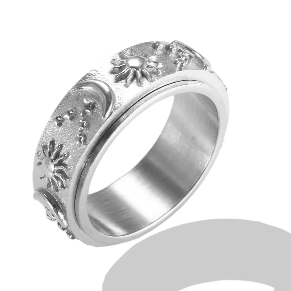 Personality Round Beads Ring Band Small Clear Crystal Zircon Waterproof Stainless Steel Rings Simple Granular Fine Jewelry - Tara's Tiny Treasures