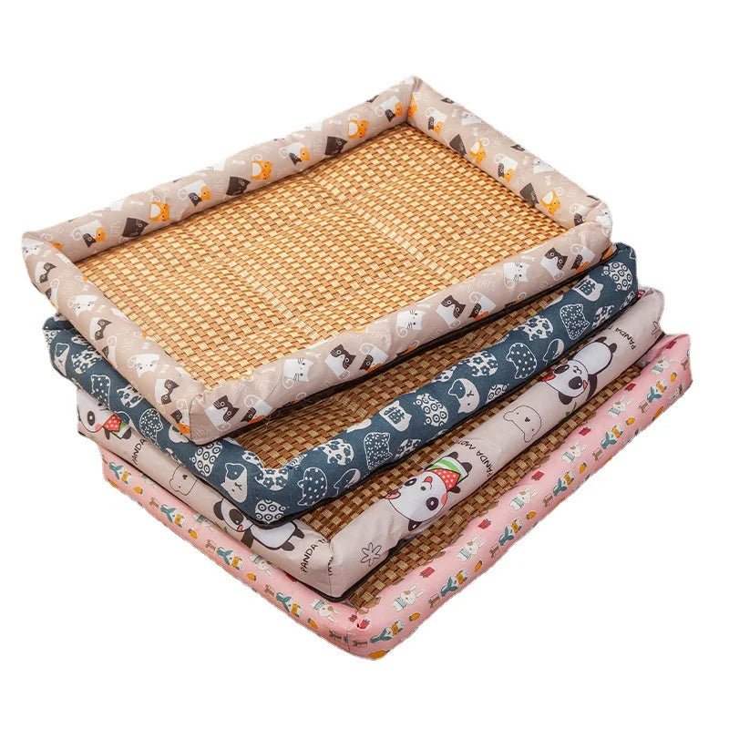 Pet Cat Beds Summer Pet Cooling Mat Pad Lightweight Breathable Rattan Pet Bed Cooling Ice Nest for Small Animal Dogs Mat - Tara's Tiny Treasures