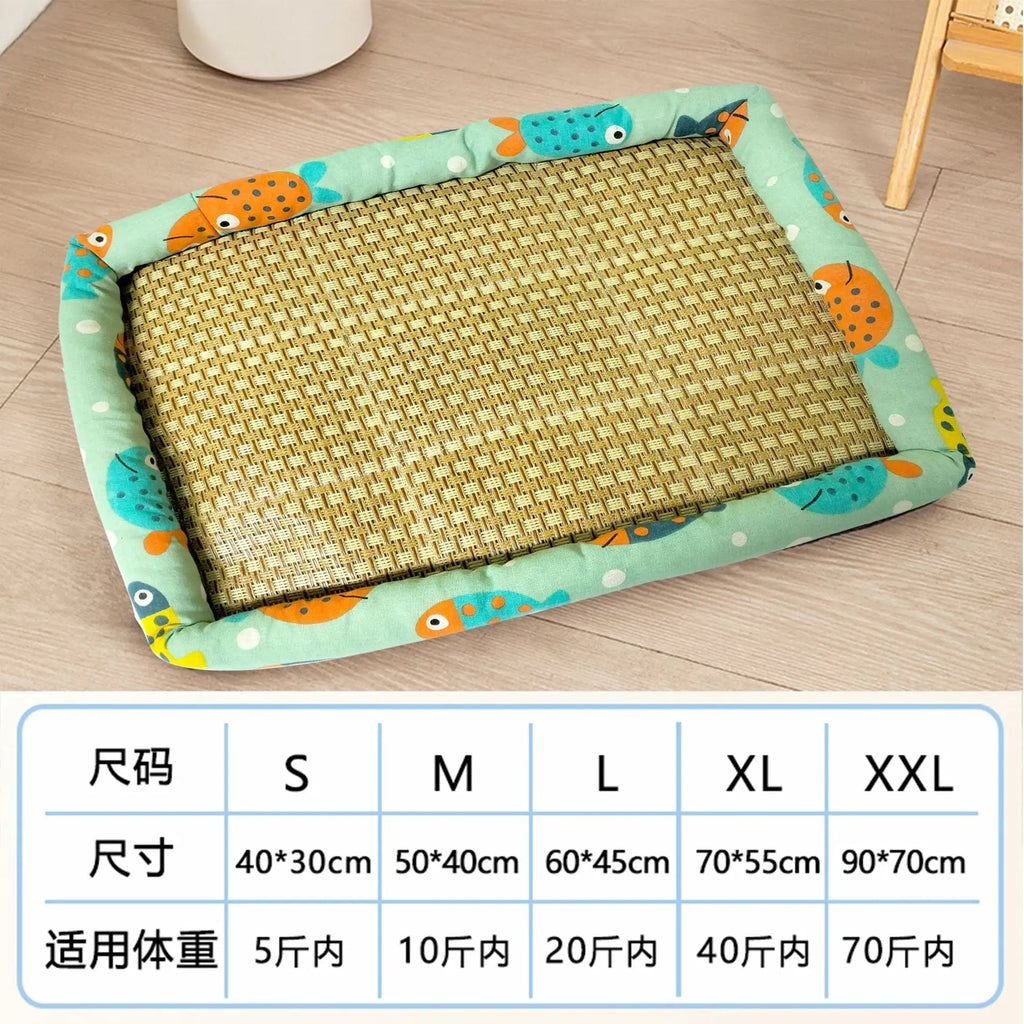 Pet Cat Beds Summer Pet Cooling Mat Pad Lightweight Breathable Rattan Pet Bed Cooling Ice Nest for Small Animal Dogs Mat - Tara's Tiny Treasures