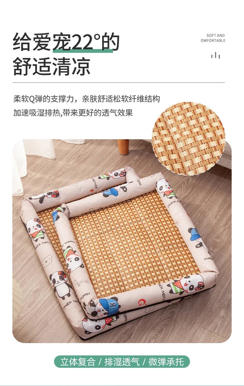 Pet Cat Beds Summer Pet Cooling Mat Pad Lightweight Breathable Rattan Pet Bed Cooling Ice Nest for Small Animal Dogs Mat - Tara's Tiny Treasures