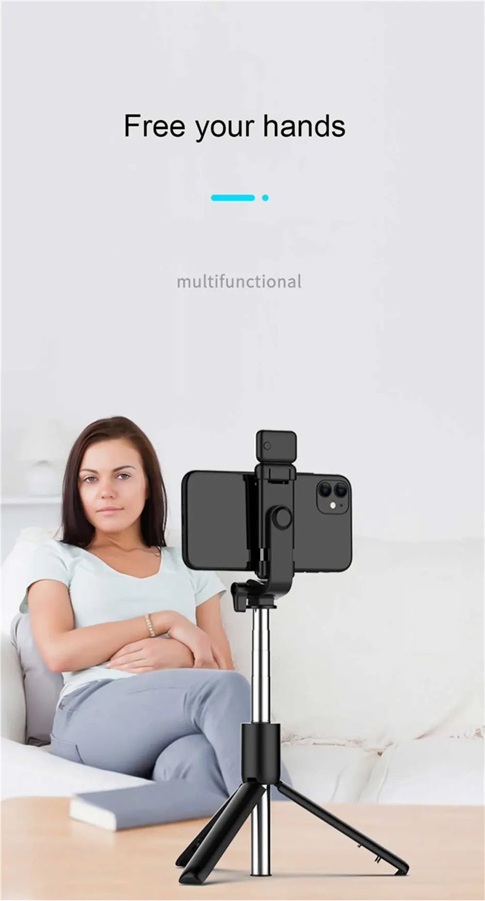 Portable Bluetooth Selfie Stick Tripod Holder with Remote Shutter Fill Light Extendable Wireless Remote Retractable Phone Stand - Tara's Tiny Treasures