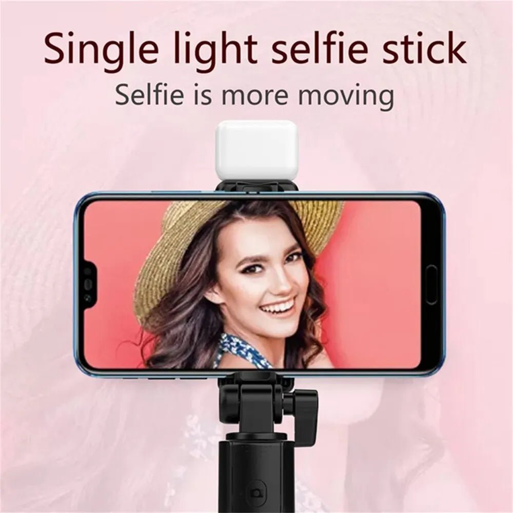 Portable Bluetooth Selfie Stick Tripod Holder with Remote Shutter Fill Light Extendable Wireless Remote Retractable Phone Stand - Tara's Tiny Treasures