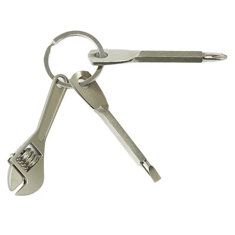 Portable Keychain Multitool Stainless Steel Wrench Screwdriver Mini Tool Kit Daily Repair Outdoor EDC Gadget Key Ring Accessory - Tara's Tiny Treasures