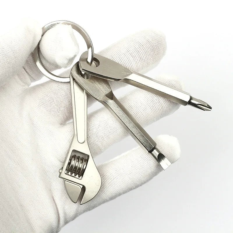Portable Keychain Multitool Stainless Steel Wrench Screwdriver Mini Tool Kit Daily Repair Outdoor EDC Gadget Key Ring Accessory - Tara's Tiny Treasures