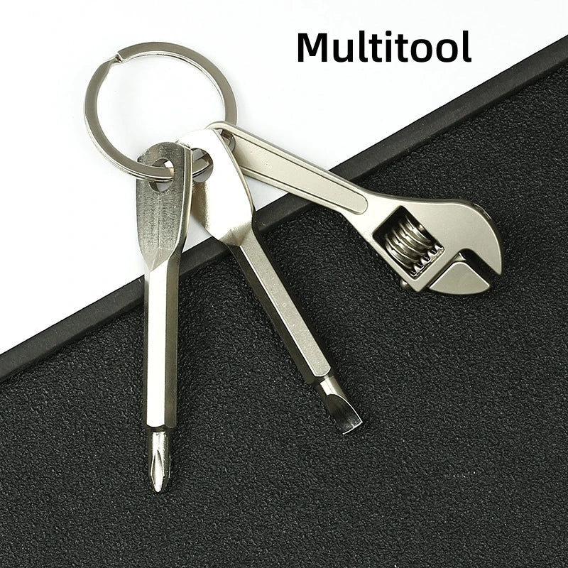 Portable Keychain Multitool Stainless Steel Wrench Screwdriver Mini Tool Kit Daily Repair Outdoor EDC Gadget Key Ring Accessory - Tara's Tiny Treasures
