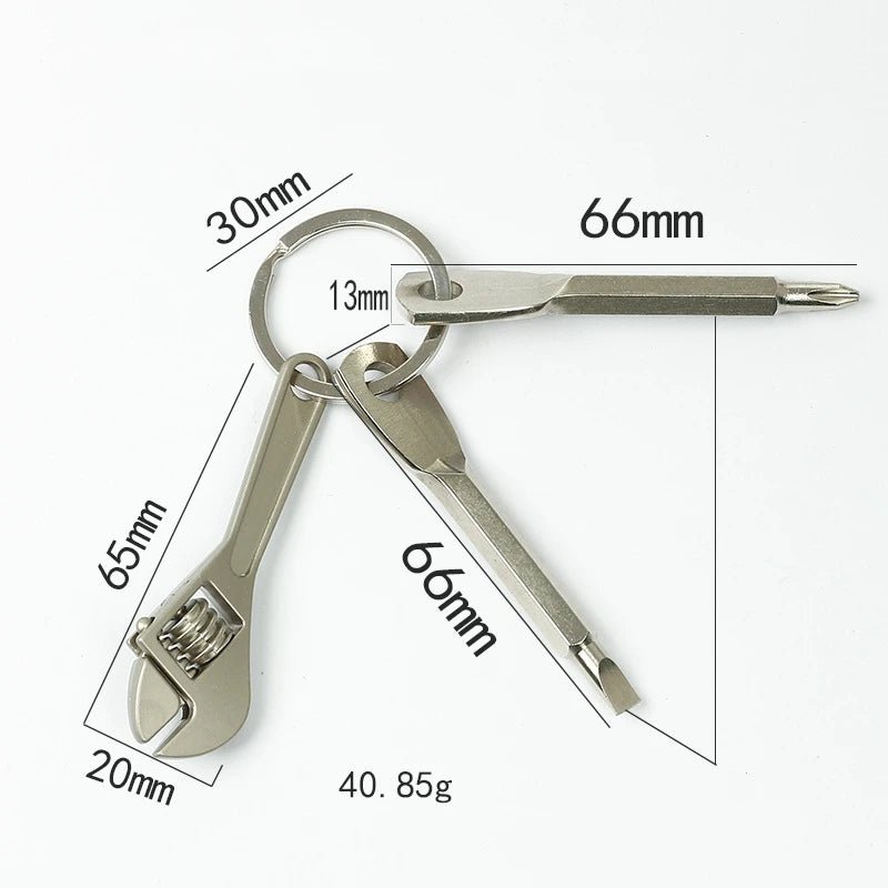 Portable Keychain Multitool Stainless Steel Wrench Screwdriver Mini Tool Kit Daily Repair Outdoor EDC Gadget Key Ring Accessory - Tara's Tiny Treasures