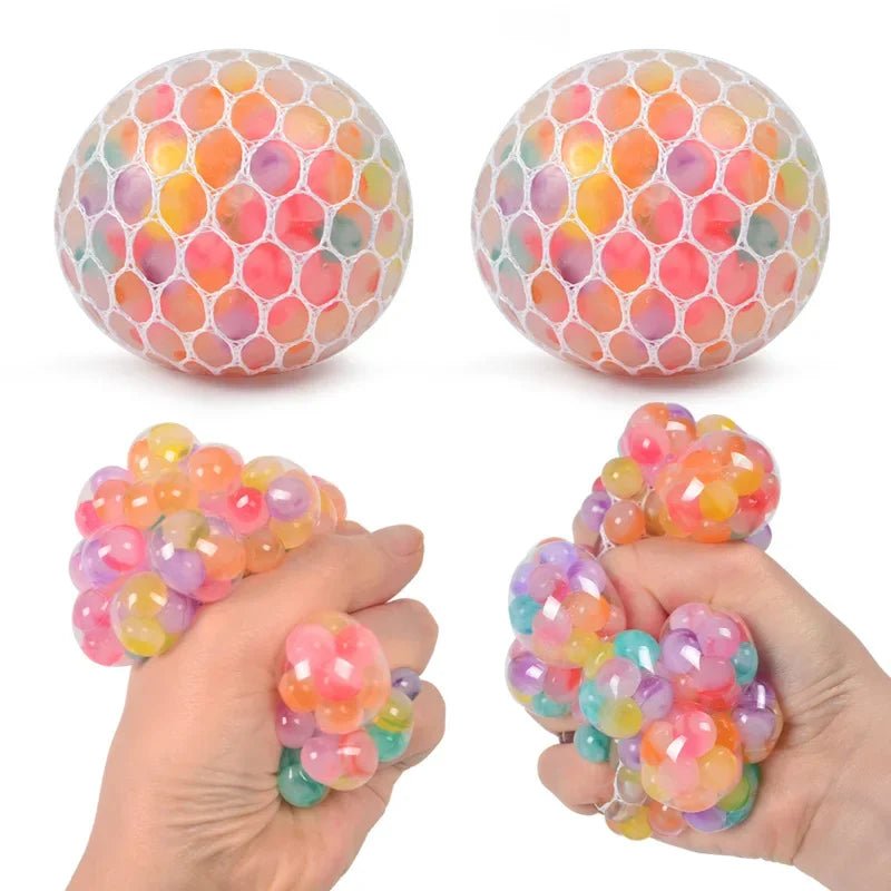 Rainbow Sensory Stress Relief Ball Squishy 3D Fidget Toys for Adults Kids Anti-Anxiety Silent Non-Toxic Toy for Office Classroom - Tara's Tiny Treasures