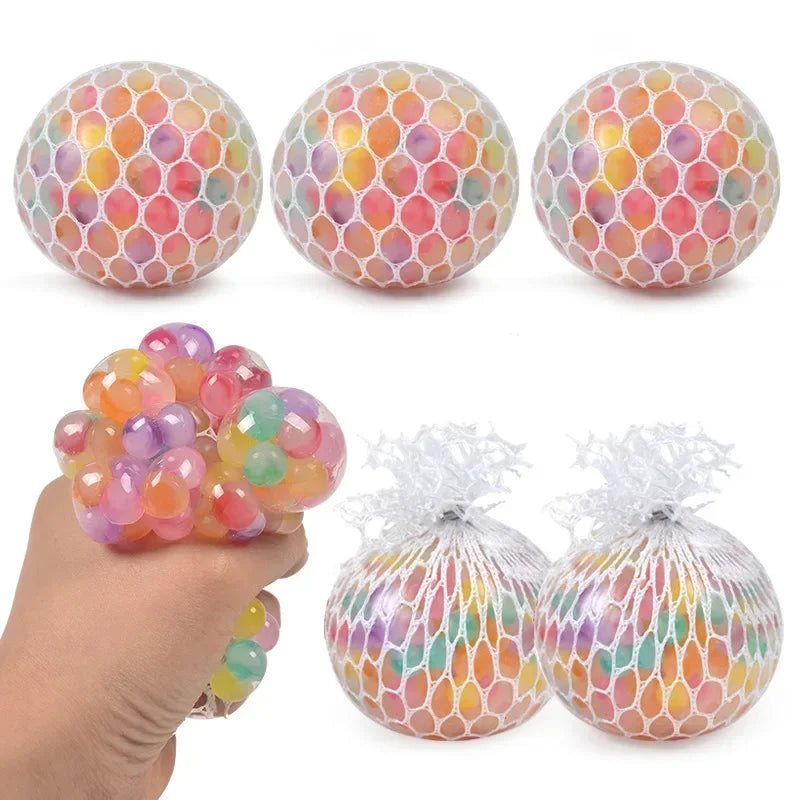 Rainbow Sensory Stress Relief Ball Squishy 3D Fidget Toys for Adults Kids Anti-Anxiety Silent Non-Toxic Toy for Office Classroom - Tara's Tiny Treasures