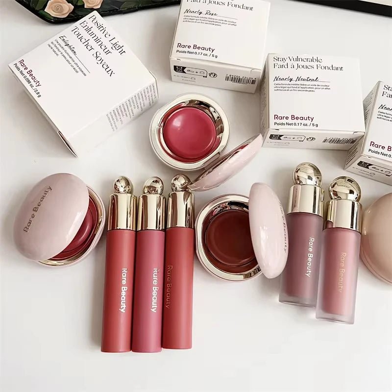 Rare Beauty Melting Cream Blush Makeup Matte Pearlescent Texture Glitter Blush Highlighter Bright nourish moisturize Lip Gloss - Tara's Tiny Treasures