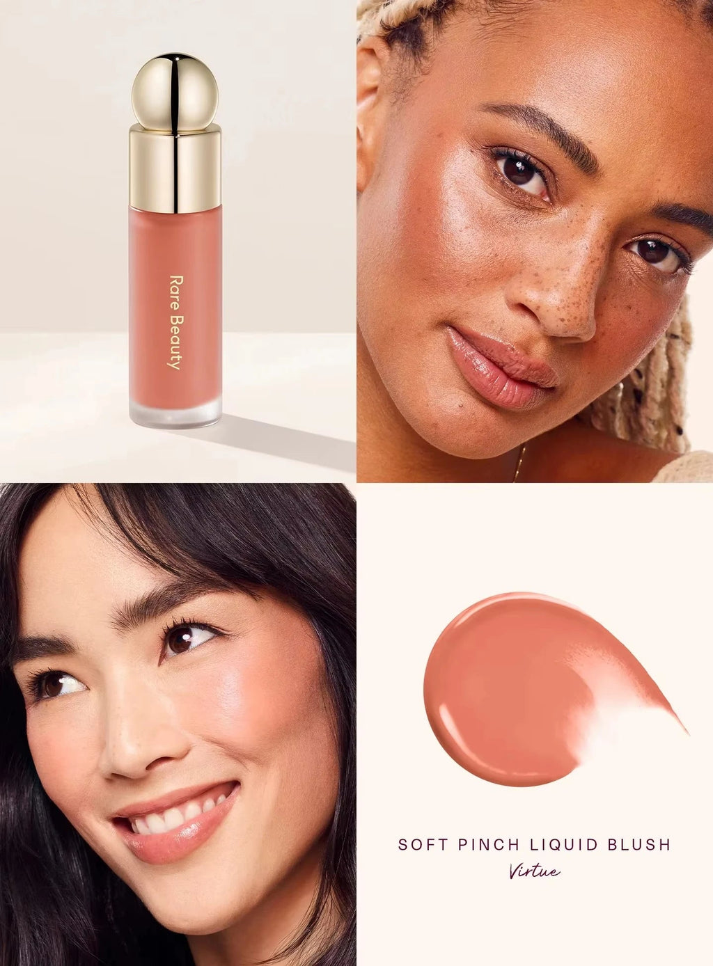 Rare Beauty Soft Pinch Liquid Blush Silky and Glides On Smoothly Long Lasting Plump Makeup Hope Love Virtue Happy Wonder Worth - Tara's Tiny Treasures