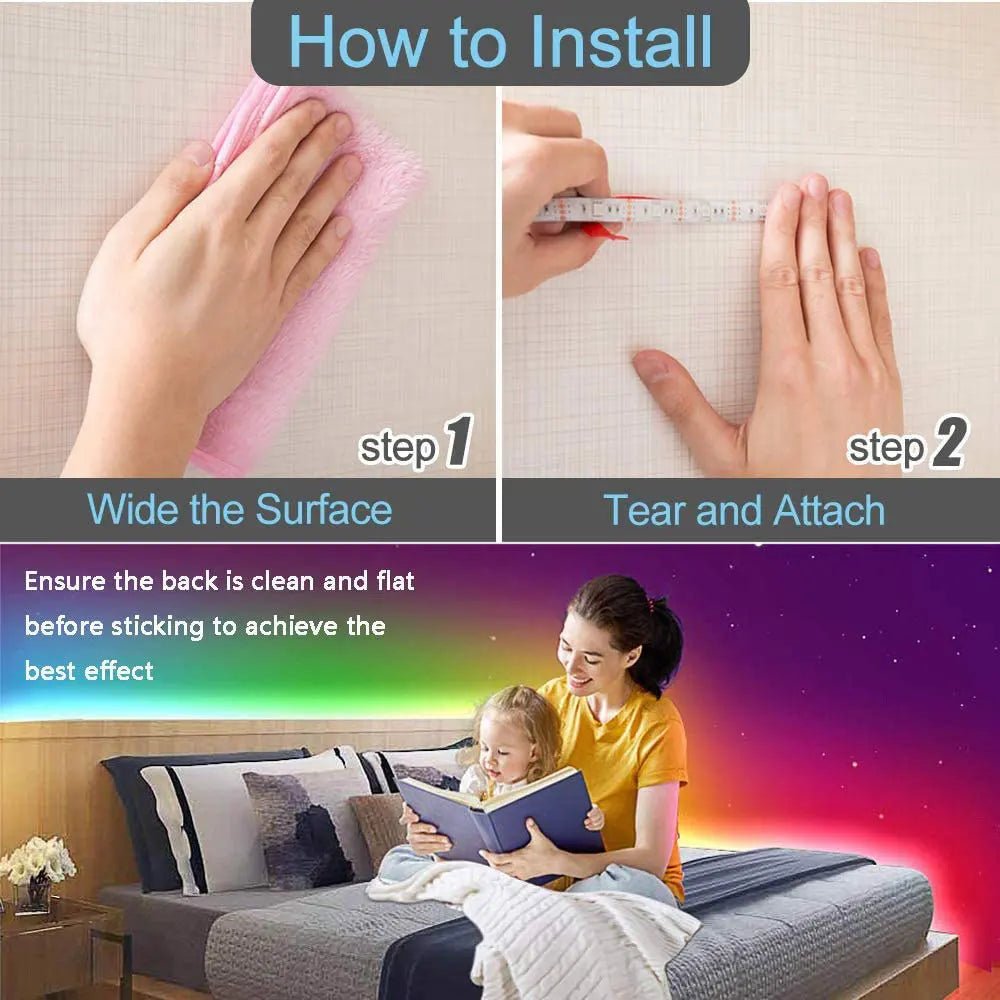 RGB 5050 Led Strip Lights Smart Home TV USB Wall Lamps Ramadan Decoration 2023 Bedroom Closets Aesthetic Room Decor Night Light - Tara's Tiny Treasures