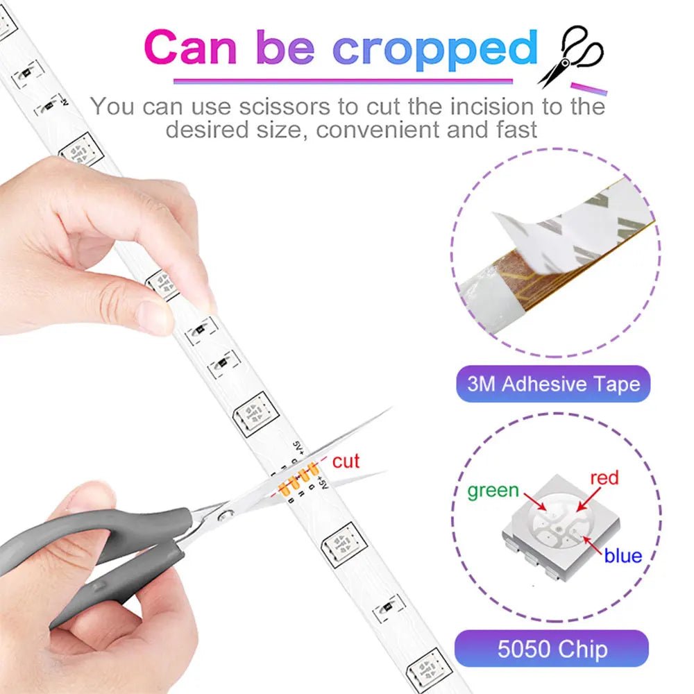 RGB 5050 Led Strip Lights Smart Home TV USB Wall Lamps Ramadan Decoration 2023 Bedroom Closets Aesthetic Room Decor Night Light - Tara's Tiny Treasures