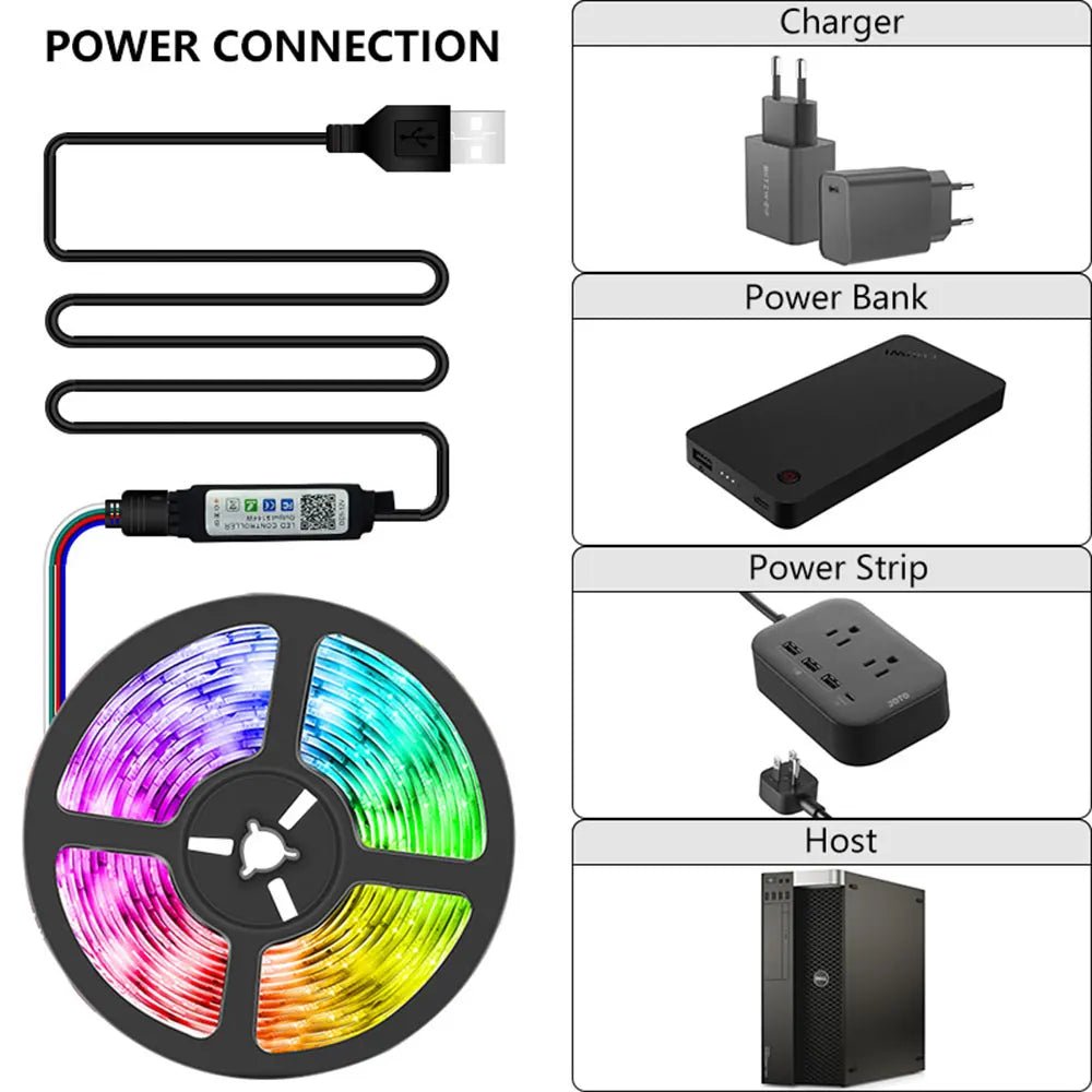 RGB 5050 Led Strip Lights Smart Home TV USB Wall Lamps Ramadan Decoration 2023 Bedroom Closets Aesthetic Room Decor Night Light - Tara's Tiny Treasures