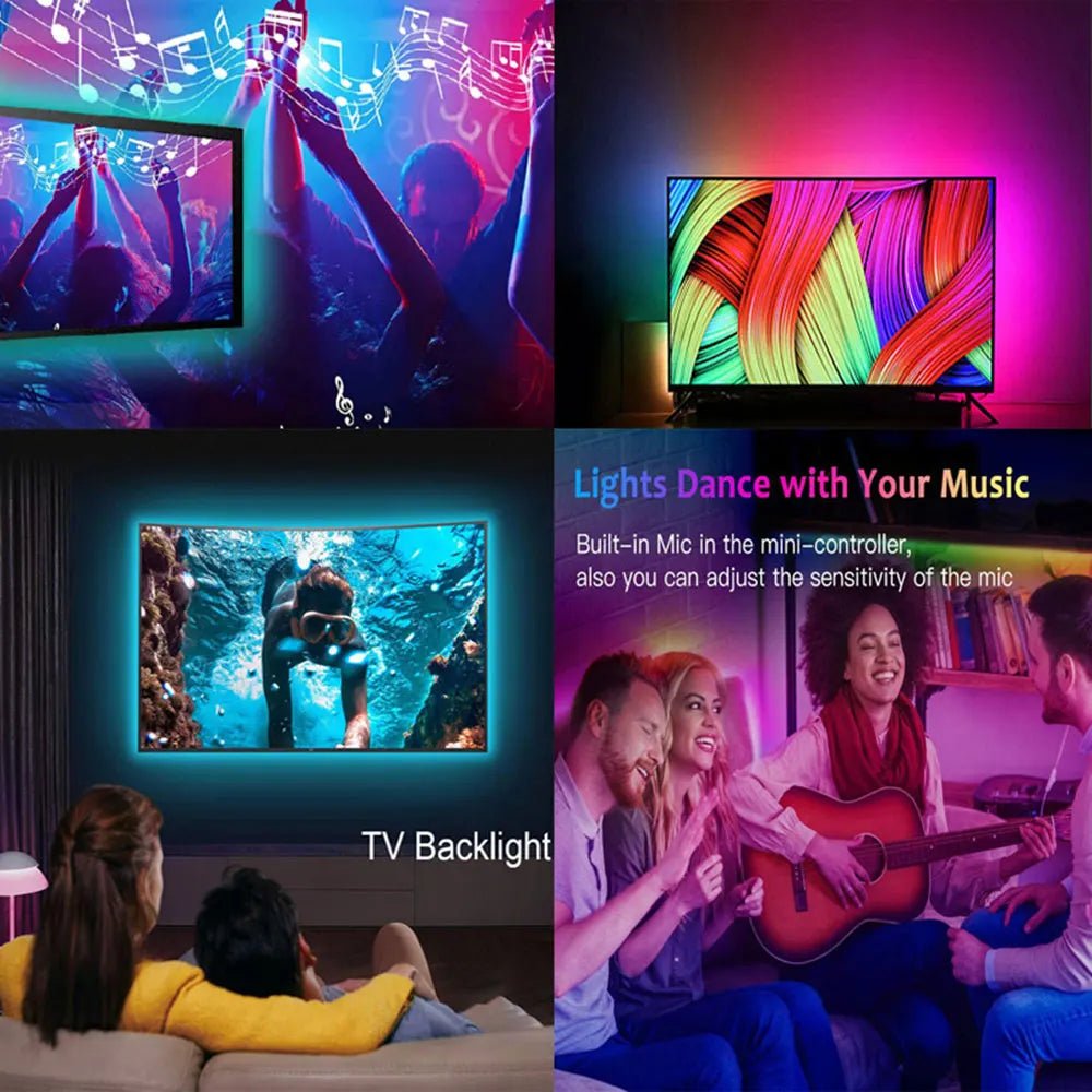 RGB 5050 Led Strip Lights Smart Home TV USB Wall Lamps Ramadan Decoration 2023 Bedroom Closets Aesthetic Room Decor Night Light - Tara's Tiny Treasures