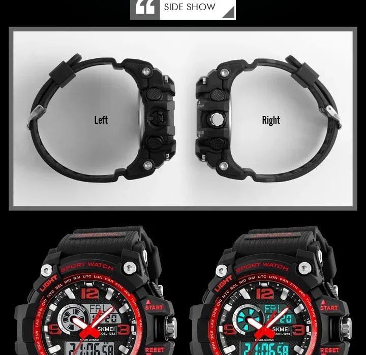 SKMEI 1283 Digital Quartz Watch for Men Waterproof Sport Electronic Countdown Man Wristwatches Military Alarm Clock Reloj Hombre - Tara's Tiny Treasures