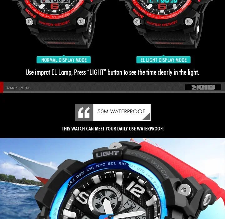 SKMEI 1283 Digital Quartz Watch for Men Waterproof Sport Electronic Countdown Man Wristwatches Military Alarm Clock Reloj Hombre - Tara's Tiny Treasures