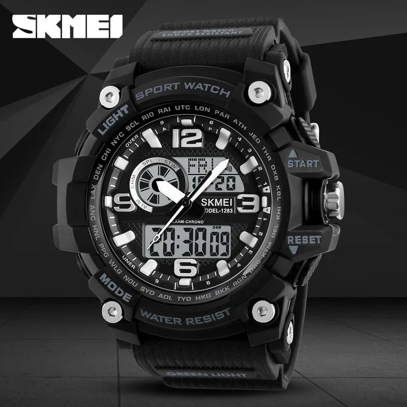 SKMEI 1283 Digital Quartz Watch for Men Waterproof Sport Electronic Countdown Man Wristwatches Military Alarm Clock Reloj Hombre - Tara's Tiny Treasures