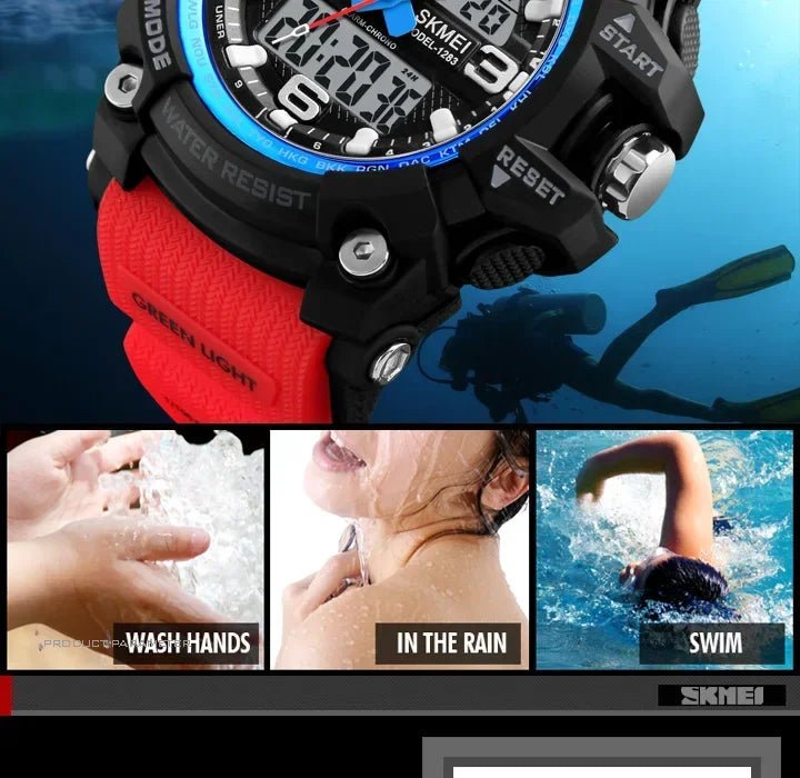 SKMEI 1283 Digital Quartz Watch for Men Waterproof Sport Electronic Countdown Man Wristwatches Military Alarm Clock Reloj Hombre - Tara's Tiny Treasures
