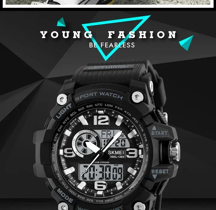 SKMEI 1283 Digital Quartz Watch for Men Waterproof Sport Electronic Countdown Man Wristwatches Military Alarm Clock Reloj Hombre - Tara's Tiny Treasures