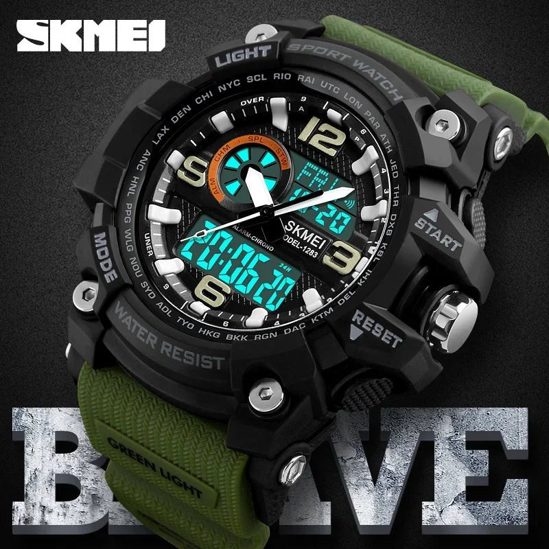 SKMEI 1283 Digital Quartz Watch for Men Waterproof Sport Electronic Countdown Man Wristwatches Military Alarm Clock Reloj Hombre - Tara's Tiny Treasures