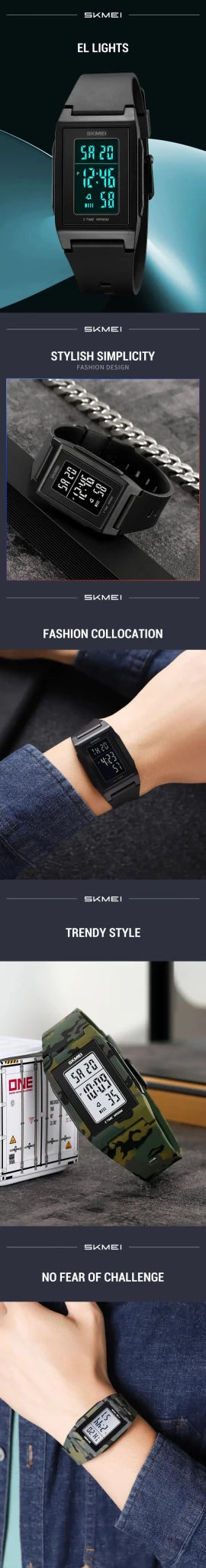 SKMEI 2321 Luxury Military Digital Watch for Men Sports Waterproof Electronic Mens Wristwatches Chrono Alarm 1988 Reloj Hombre - Tara's Tiny Treasures