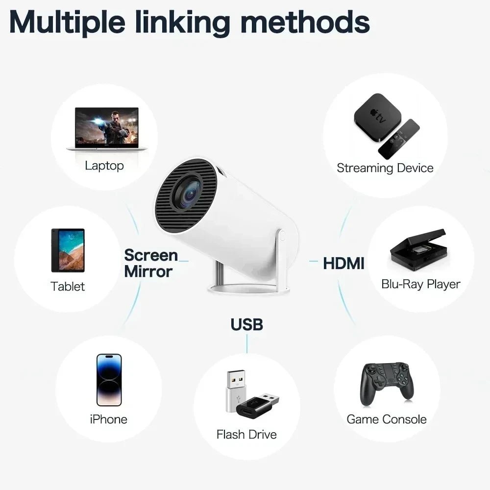 Smart Home Projector 1080P HDR10 4K Supported Portable Mini Projector WiFi Bluetooth Screen Mirroring Theater Beamer TV Stick - Tara's Tiny Treasures