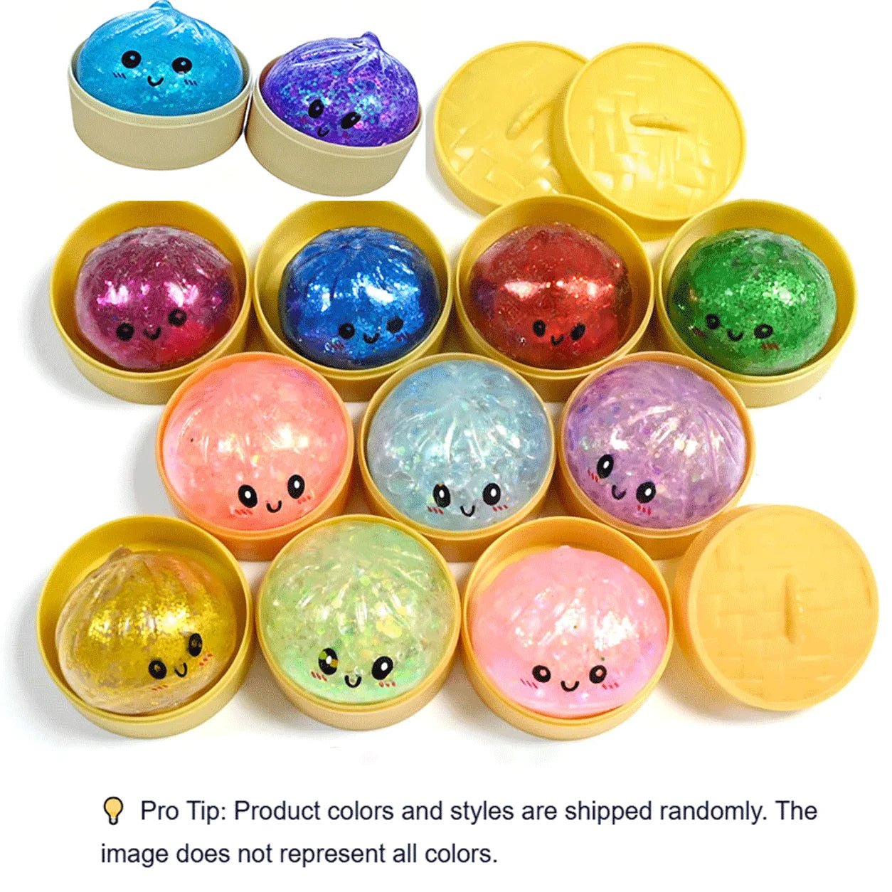 Sparkle Bun Squishy Toy Slow Rebound Stress Relief Squeeze Ball Soft With Bead&Steamer Fidget Toy for Anxiety Relief Sensory Toy - Tara's Tiny Treasures