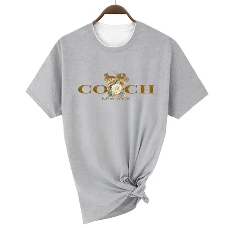 Spring/Summer 2026 Women's T-shirt Luxury Printed O-neck Top Pattern Short Sleeve Hip Hop T-shirt Women's Summer Alphabet - Tara's Tiny Treasures