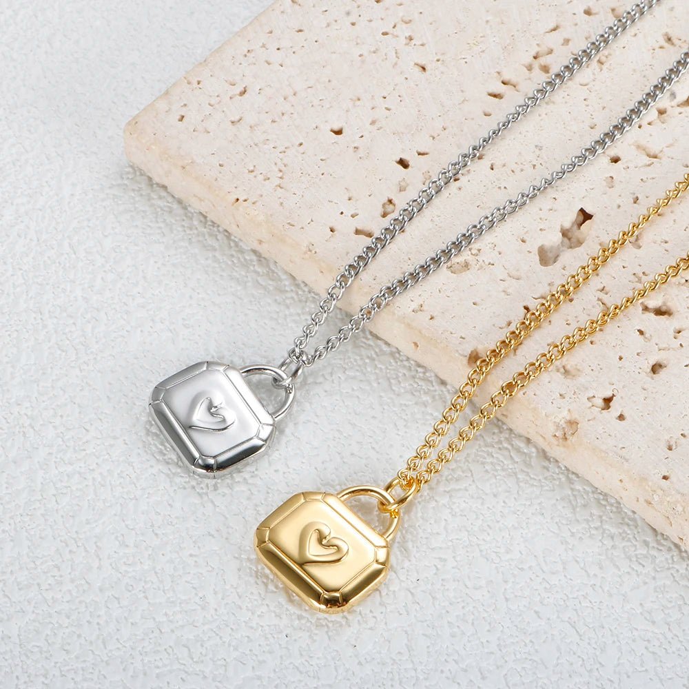 Stainless Steel Heart-shaped Pendant Necklace Metal Waterproof Jewelry For Women - Tara's Tiny Treasures