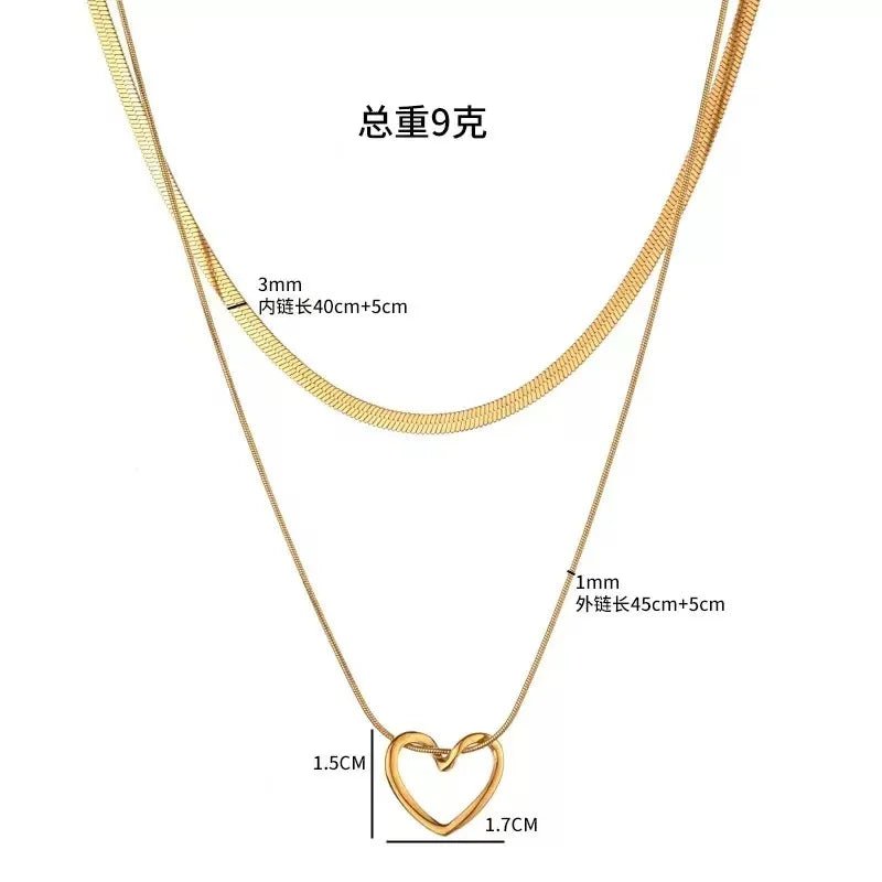 Stainless Steel Heart-shaped Pendant Necklace Metal Waterproof Jewelry For Women - Tara's Tiny Treasures