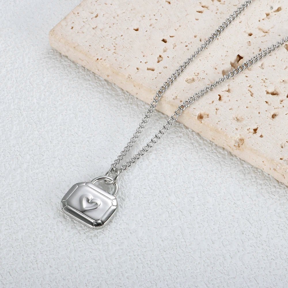 Stainless Steel Heart-shaped Pendant Necklace Metal Waterproof Jewelry For Women - Tara's Tiny Treasures