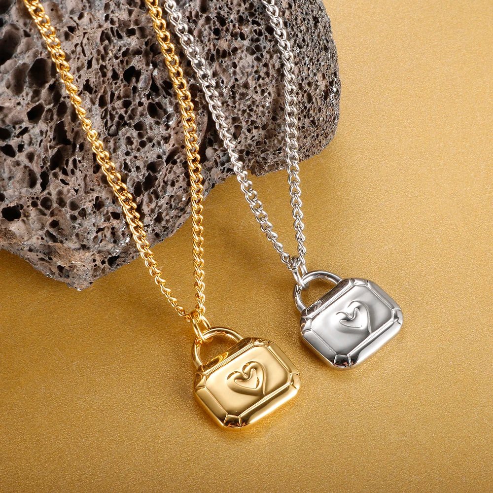 Stainless Steel Heart-shaped Pendant Necklace Metal Waterproof Jewelry For Women - Tara's Tiny Treasures