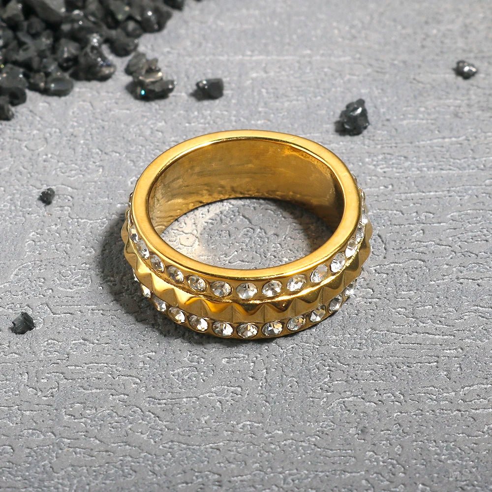 Stainless Steel Ring for Women Inlaid Zircon Rings Waterproof Romantic Fashion Jewelry - Tara's Tiny Treasures