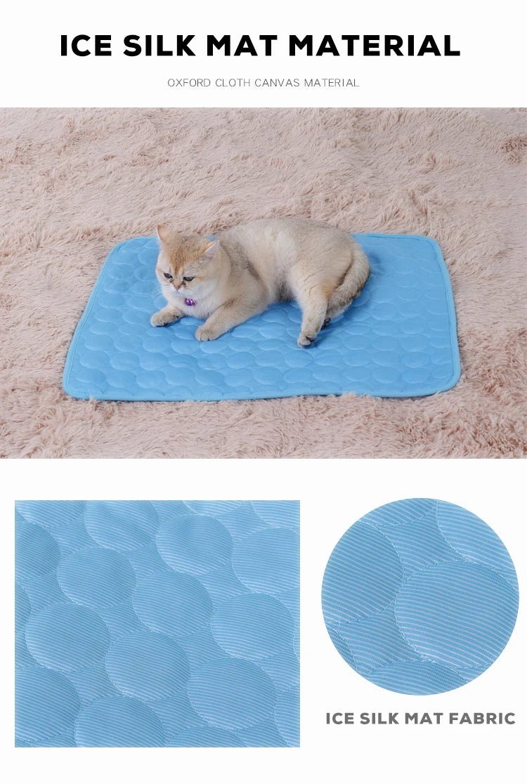 Summer Pet Cooling Mat Dog Cat Self Cooling Mat Ice Silk Breathable Pet Crate Pad Portable Washable Pet Ice Pad Bed Mat Blanket - Tara's Tiny Treasures
