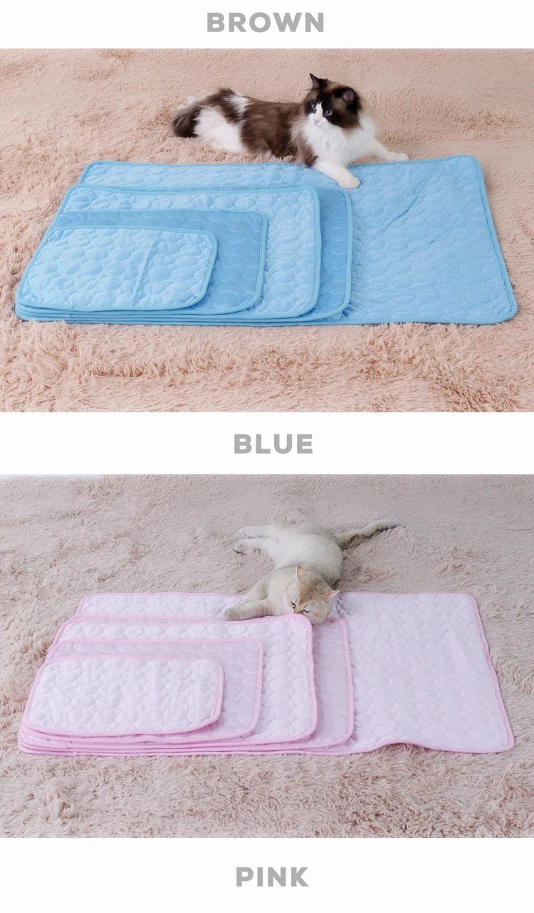 Summer Pet Cooling Mat Dog Cat Self Cooling Mat Ice Silk Breathable Pet Crate Pad Portable Washable Pet Ice Pad Bed Mat Blanket - Tara's Tiny Treasures