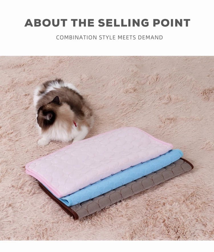 Summer Pet Cooling Mat Dog Cat Self Cooling Mat Ice Silk Breathable Pet Crate Pad Portable Washable Pet Ice Pad Bed Mat Blanket - Tara's Tiny Treasures