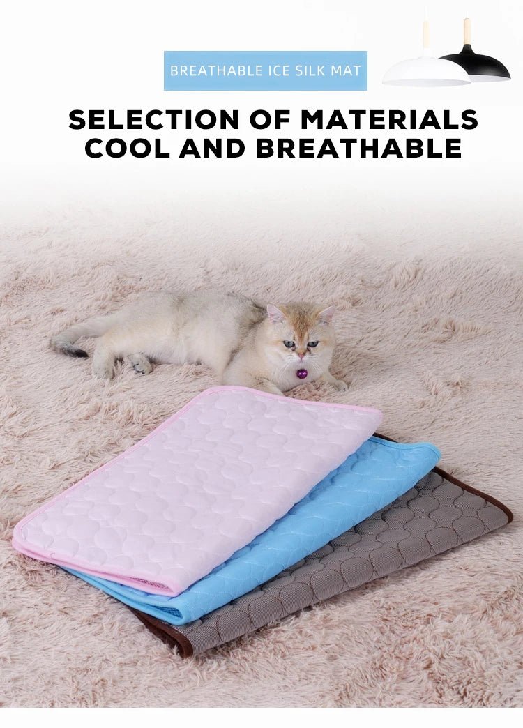Summer Pet Cooling Mat Dog Cat Self Cooling Mat Ice Silk Breathable Pet Crate Pad Portable Washable Pet Ice Pad Bed Mat Blanket - Tara's Tiny Treasures