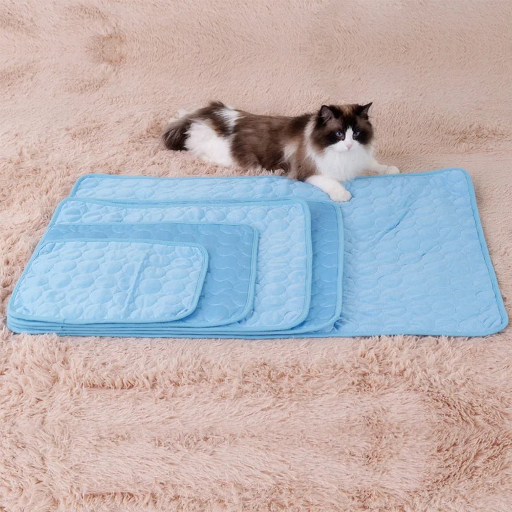 Summer Pet Cooling Mat Dog Cat Self Cooling Mat Ice Silk Breathable Pet Crate Pad Portable Washable Pet Ice Pad Bed Mat Blanket - Tara's Tiny Treasures