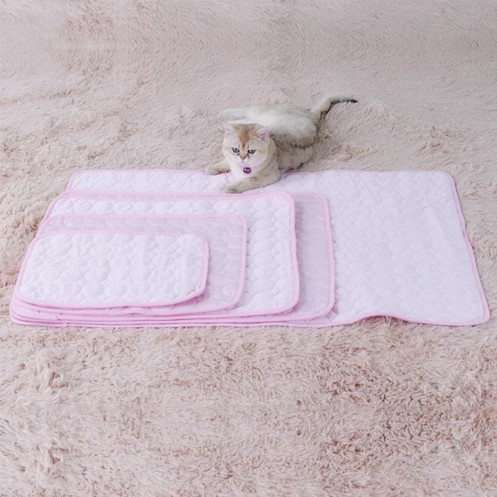 Summer Pet Cooling Mat Dog Cat Self Cooling Mat Ice Silk Breathable Pet Crate Pad Portable Washable Pet Ice Pad Bed Mat Blanket - Tara's Tiny Treasures