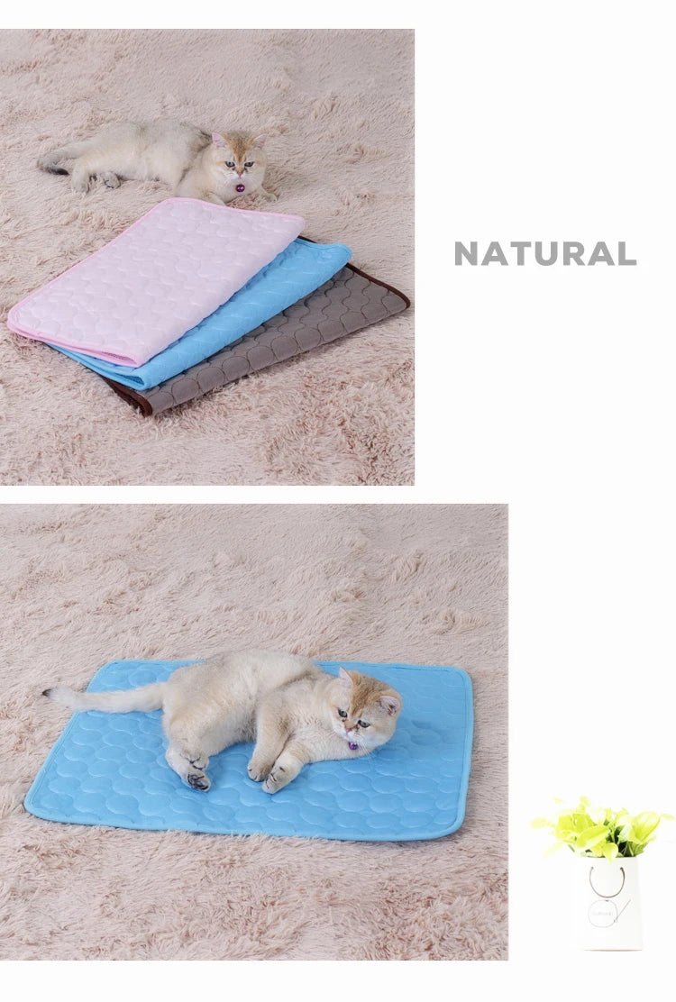 Summer Pet Cooling Mat Dog Cat Self Cooling Mat Ice Silk Breathable Pet Crate Pad Portable Washable Pet Ice Pad Bed Mat Blanket - Tara's Tiny Treasures
