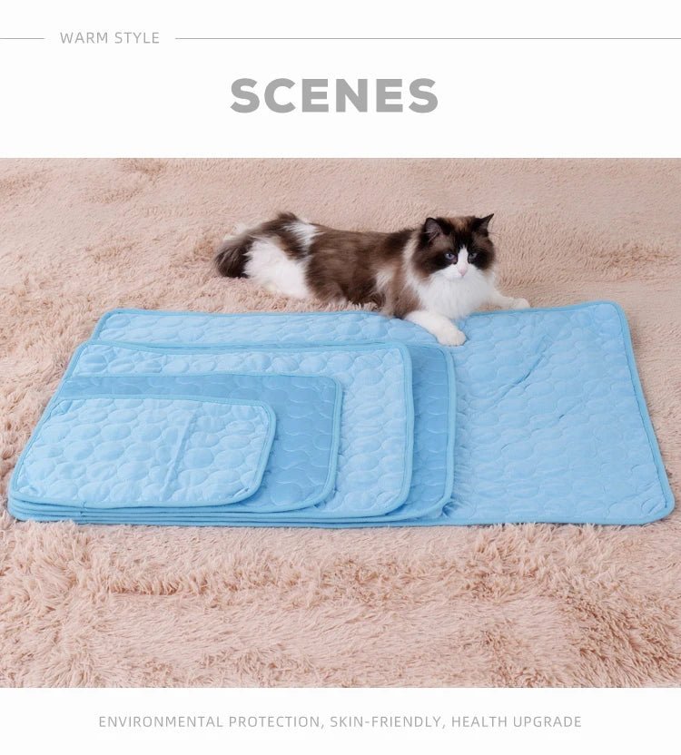 Summer Pet Cooling Mat Dog Cat Self Cooling Mat Ice Silk Breathable Pet Crate Pad Portable Washable Pet Ice Pad Bed Mat Blanket - Tara's Tiny Treasures